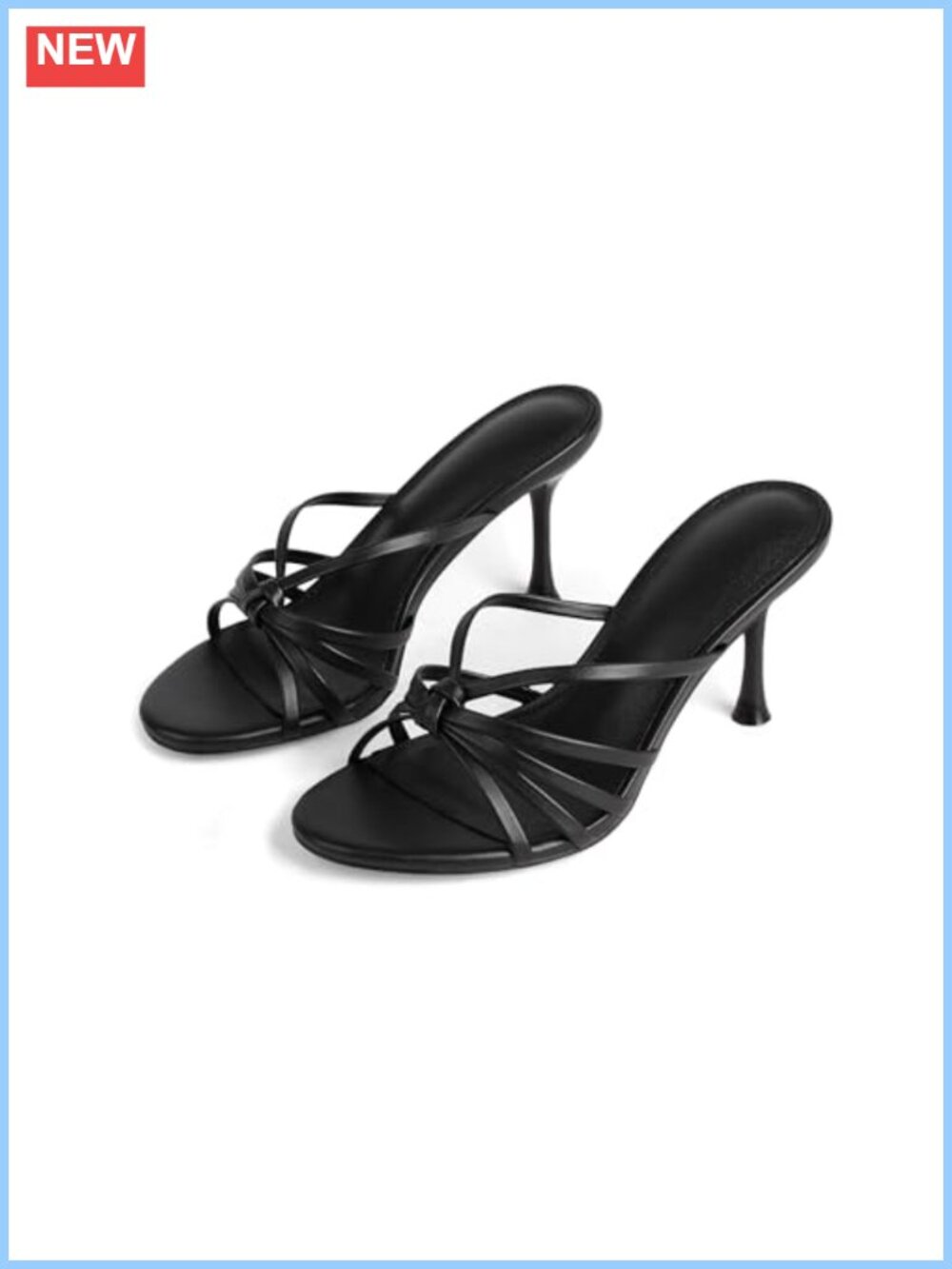 Strappy Kitten Heels Open Toe Slip-On Sandals for Women Summer Dressy